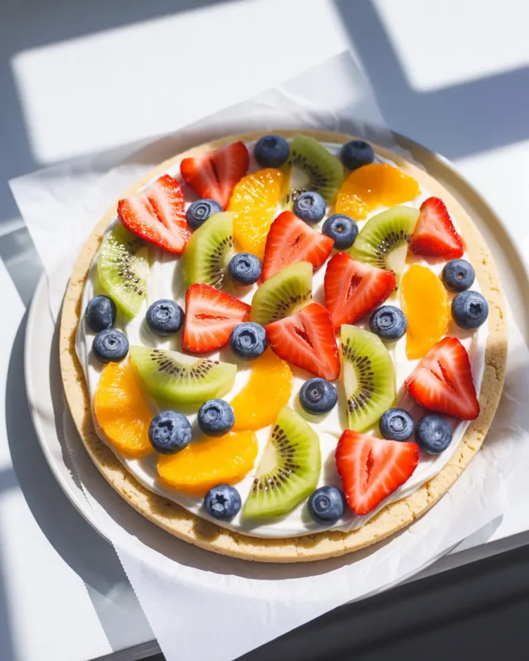 Easy Sugar Cookie Fruit Pizza Recipe with Cream Cheese Frosting