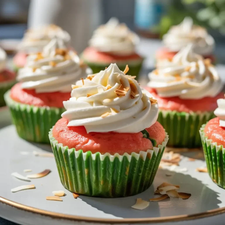 Tropical Breeze Watermelon Coconut Cupcakes