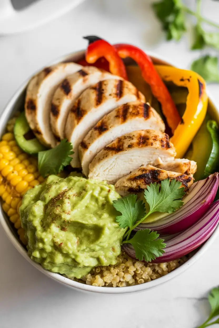 Grilled Chicken Power Bowl with Guacamole Veggies